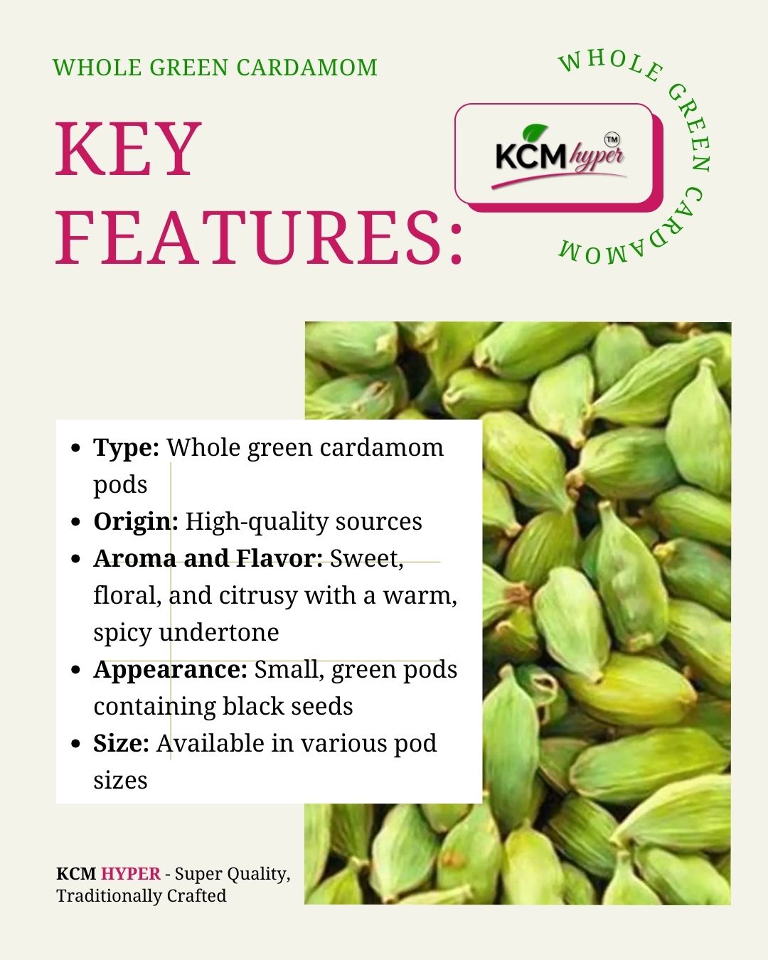 Cardamom — Green, Small Elachi, 50g Cardamom — Green, Small Elachi, 50g